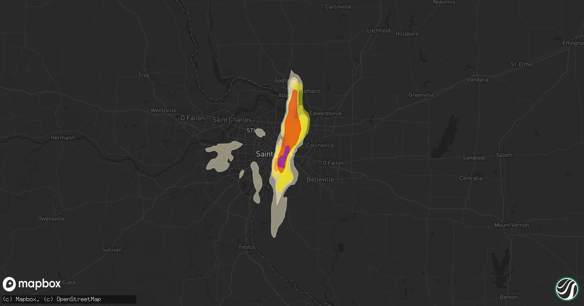Hail map in East Saint Louis, IL on October 9, 2017