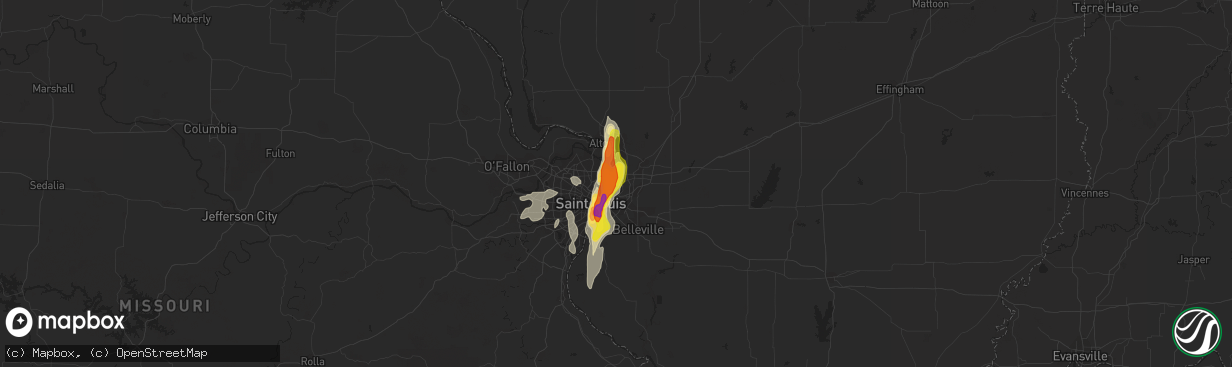 Hail map in Granite City, IL on October 9, 2017