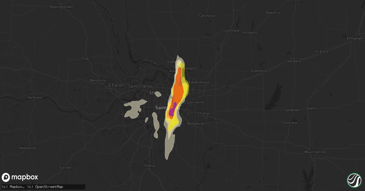Hail map in Granite City, IL on October 9, 2017