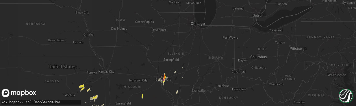 Hail map in Illinois on October 9, 2017