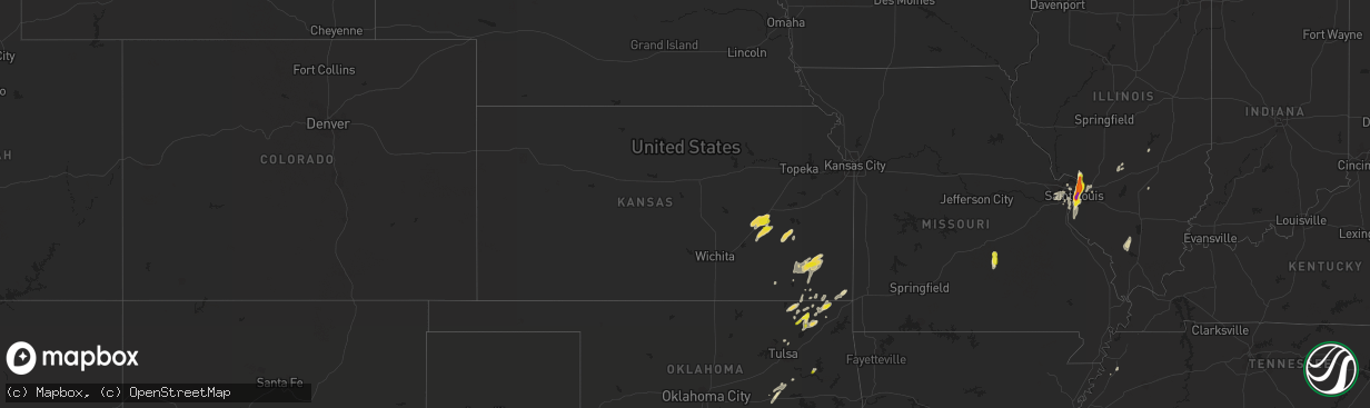 Hail map in Kansas on October 9, 2017