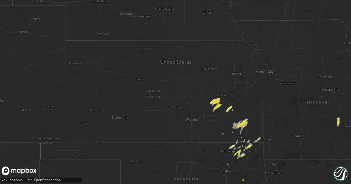 Hail map in Kansas on October 9, 2017