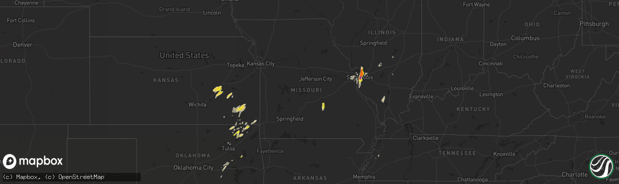 Hail map in Missouri on October 9, 2017