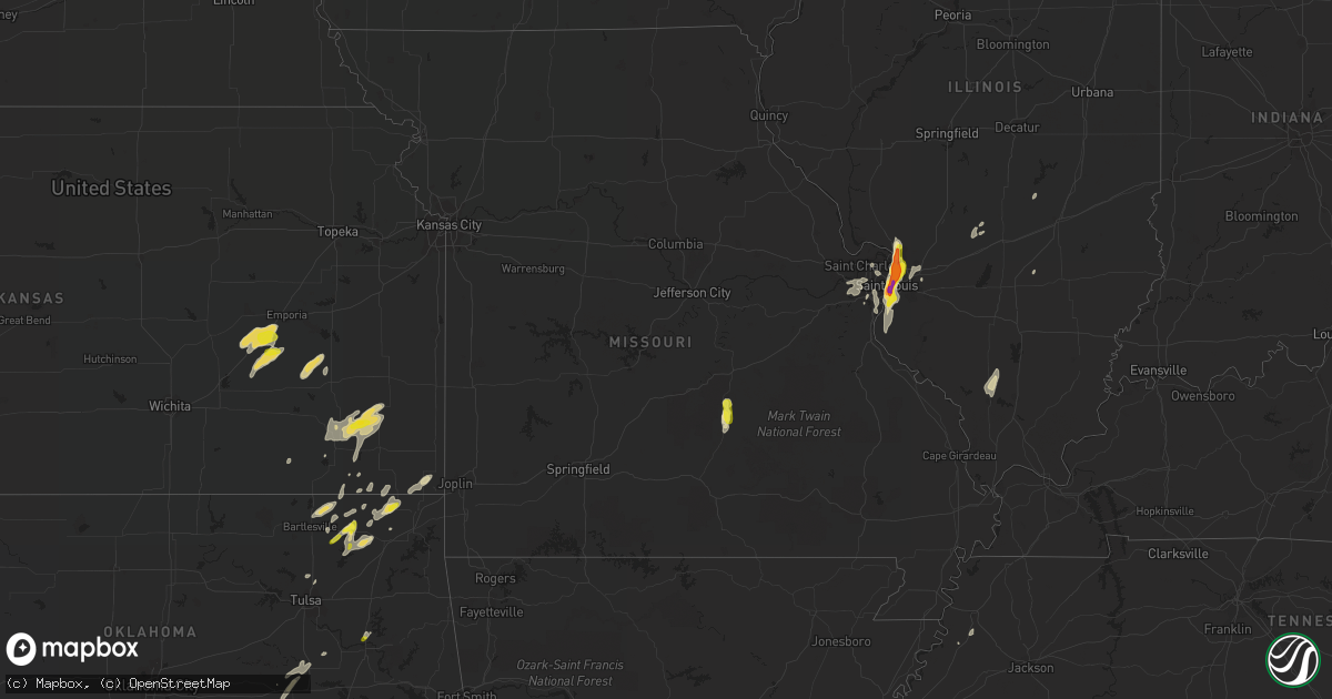 Hail map in Missouri on October 9, 2017