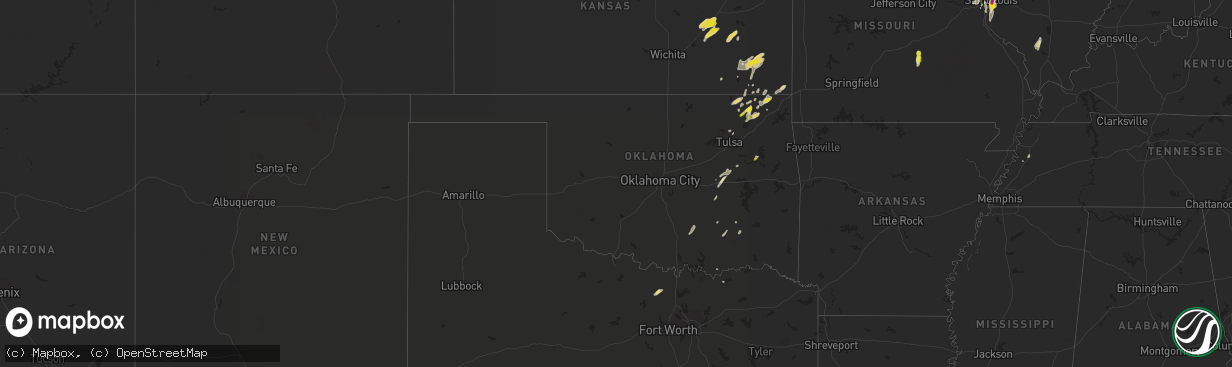 Hail map in Oklahoma on October 9, 2017