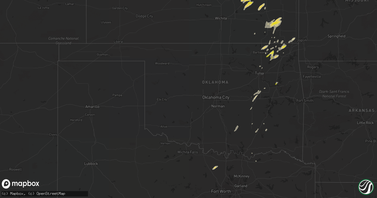 Hail map in Oklahoma on October 9, 2017