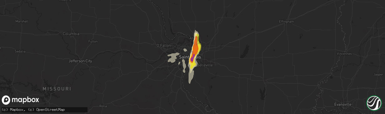 Hail map in Saint Louis, MO on October 9, 2017