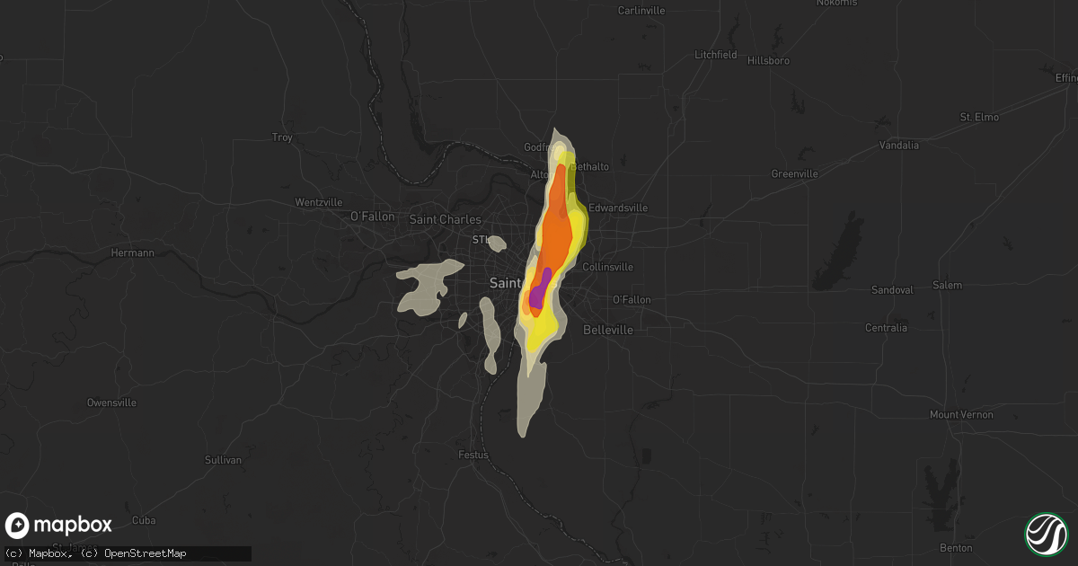 Hail map in Saint Louis, MO on October 9, 2017