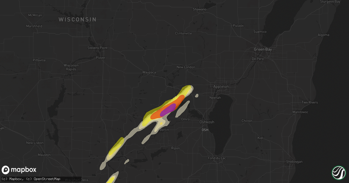 Hail map in Fremont, WI on October 9, 2018