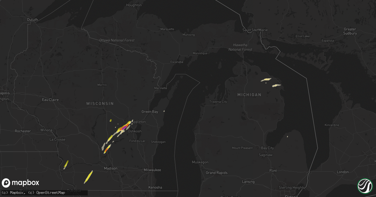Hail map in Michigan on October 9, 2018