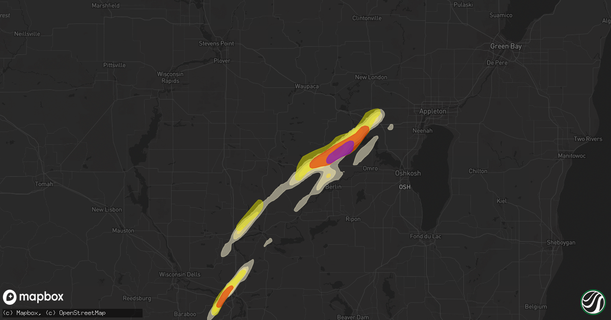 Hail map in Redgranite, WI on October 9, 2018