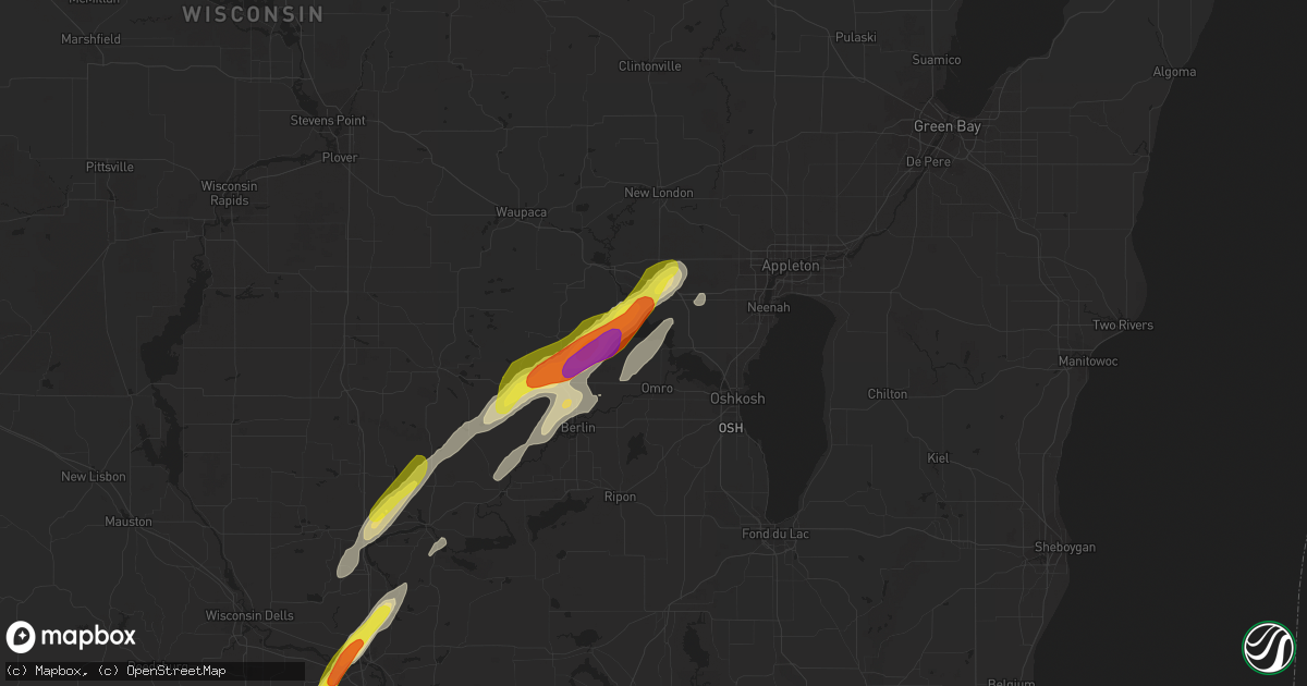 Hail map in Winneconne, WI on October 9, 2018
