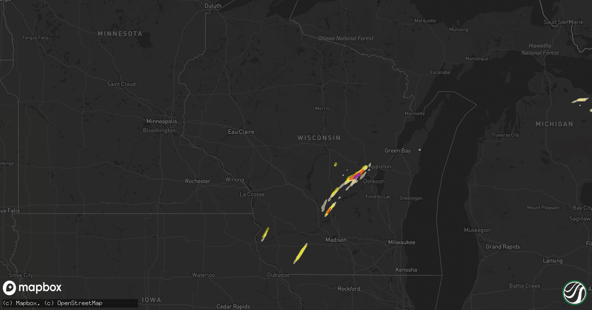 Hail map in Wisconsin on October 9, 2018