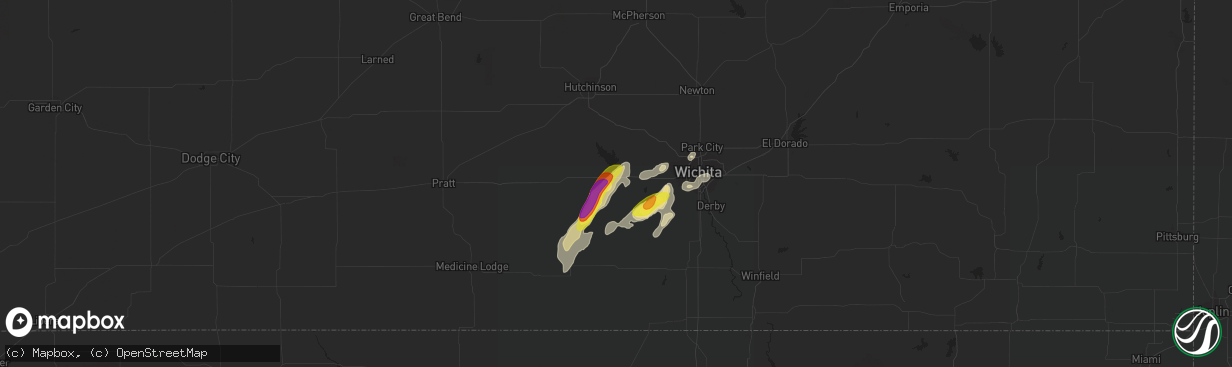 Hail map in Cheney, KS on October 9, 2019