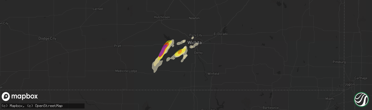 Hail map in Clearwater, KS on October 9, 2019