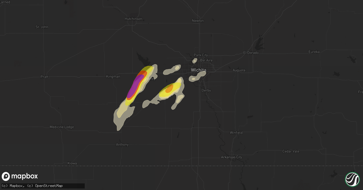 Hail map in Clearwater, KS on October 9, 2019