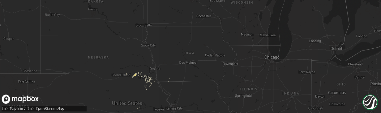 Hail map in Iowa on October 9, 2019