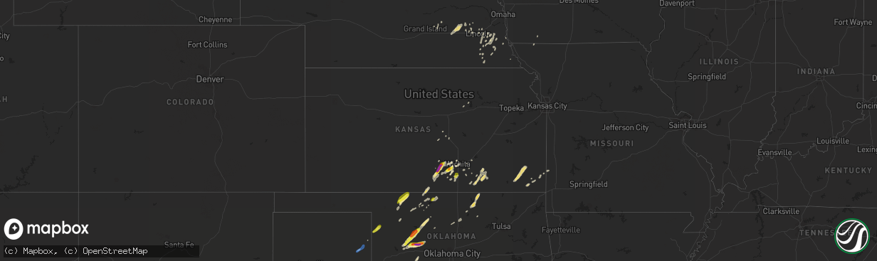 Hail map in Kansas on October 9, 2019