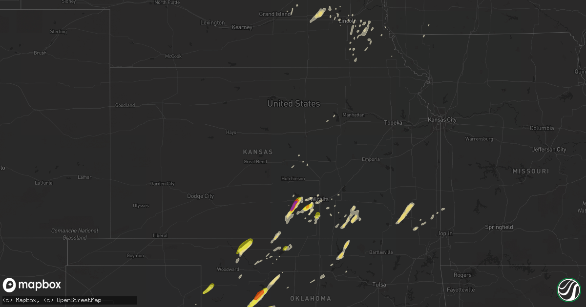 Hail map in Kansas on October 9, 2019