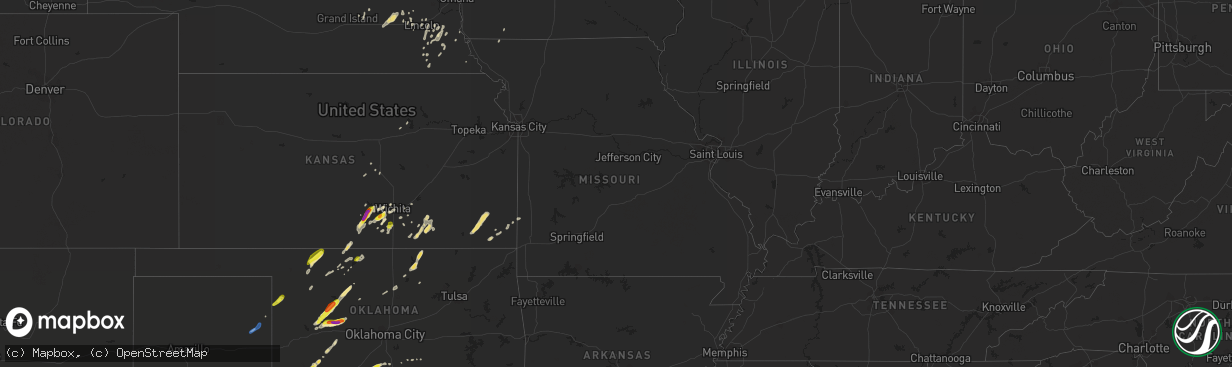 Hail map in Missouri on October 9, 2019