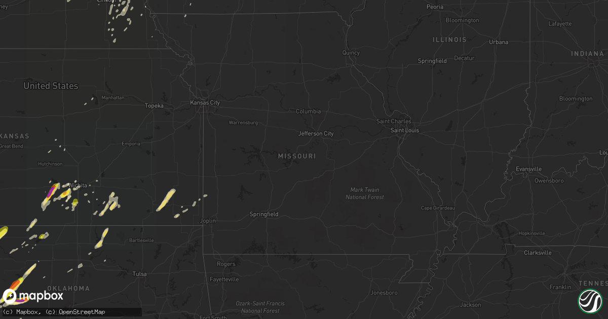 Hail map in Missouri on October 9, 2019