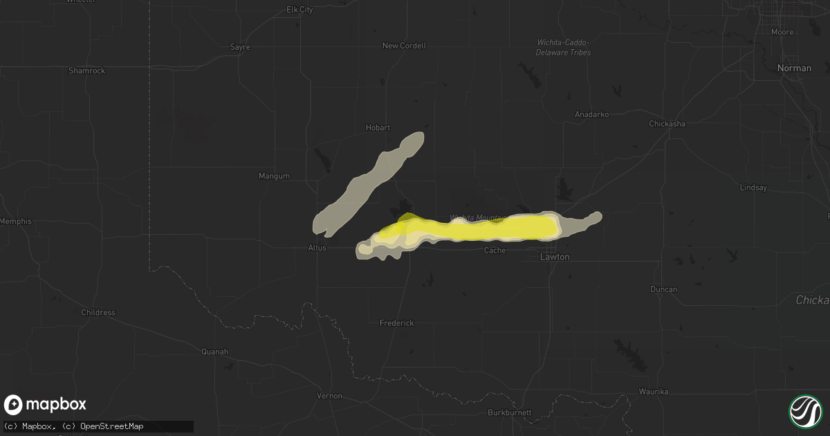Hail map in Mountain Park, OK on October 9, 2019