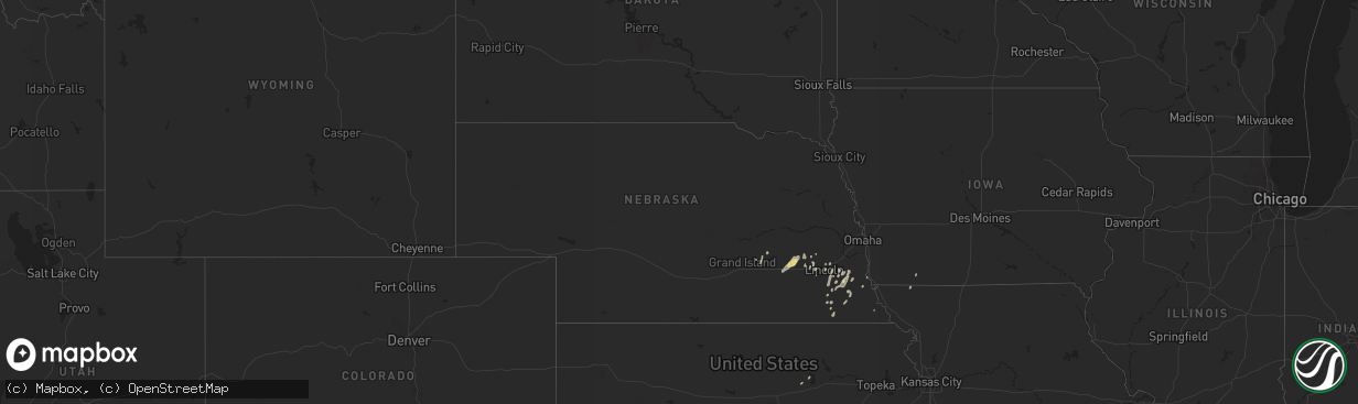 Hail map in Nebraska on October 9, 2019