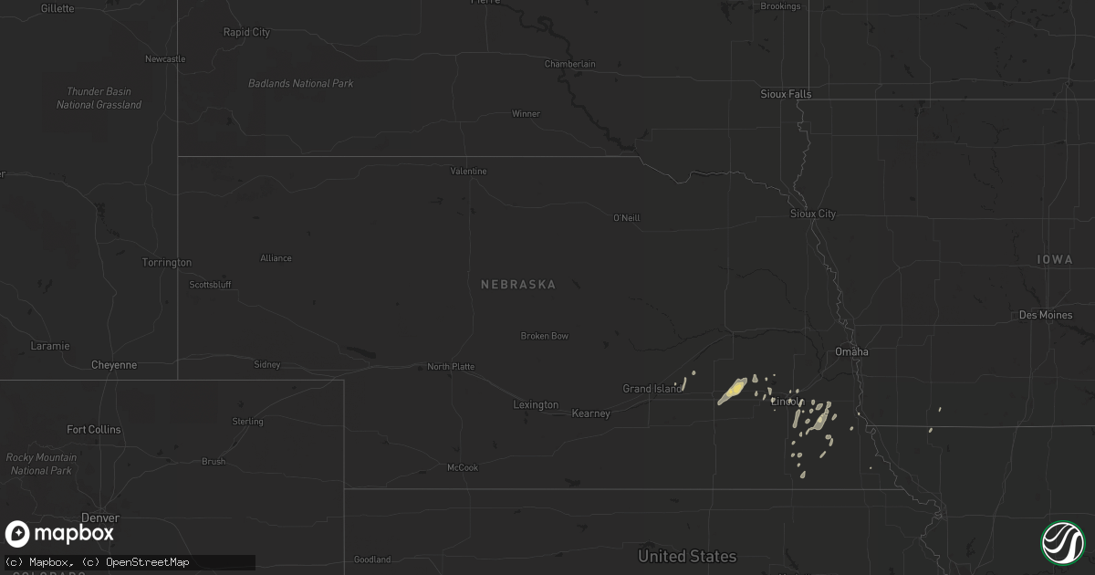 Hail map in Nebraska on October 9, 2019