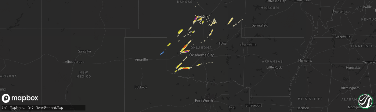 Hail map in Oklahoma on October 9, 2019