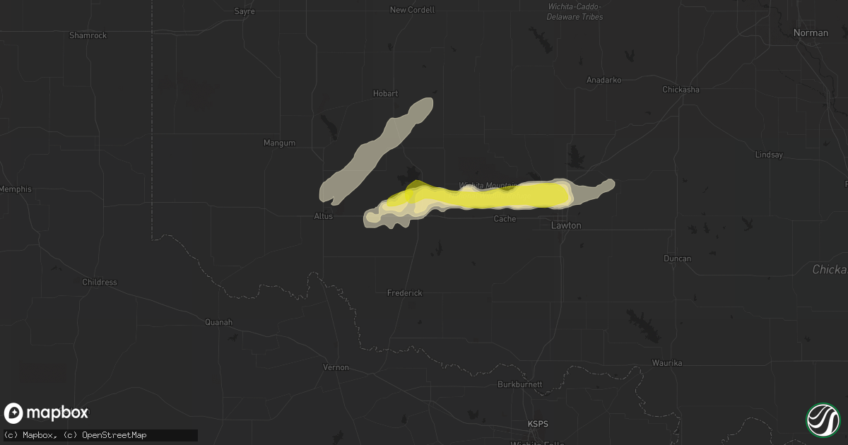 Hail map in Snyder, OK on October 9, 2019