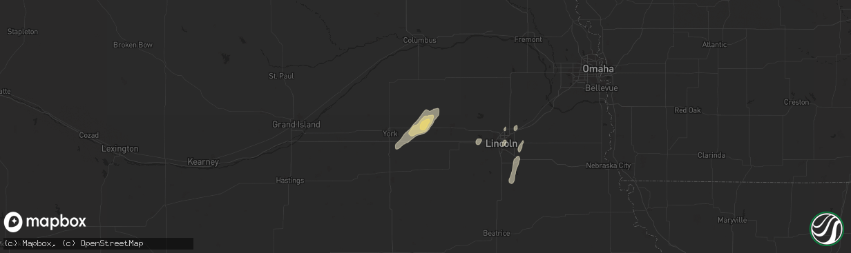 Hail map in Utica, NE on October 9, 2019