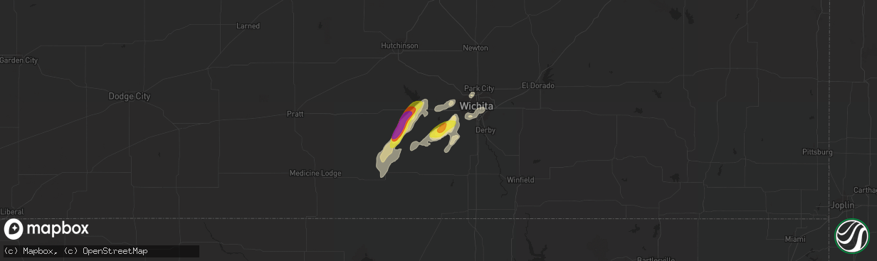 Hail map in Viola, KS on October 9, 2019