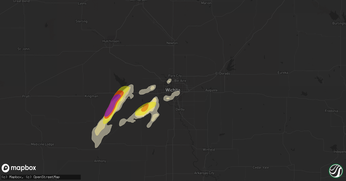 Hail map in Wichita, KS on October 9, 2019