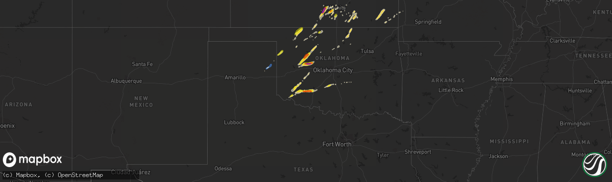 Hail map on October 9, 2019