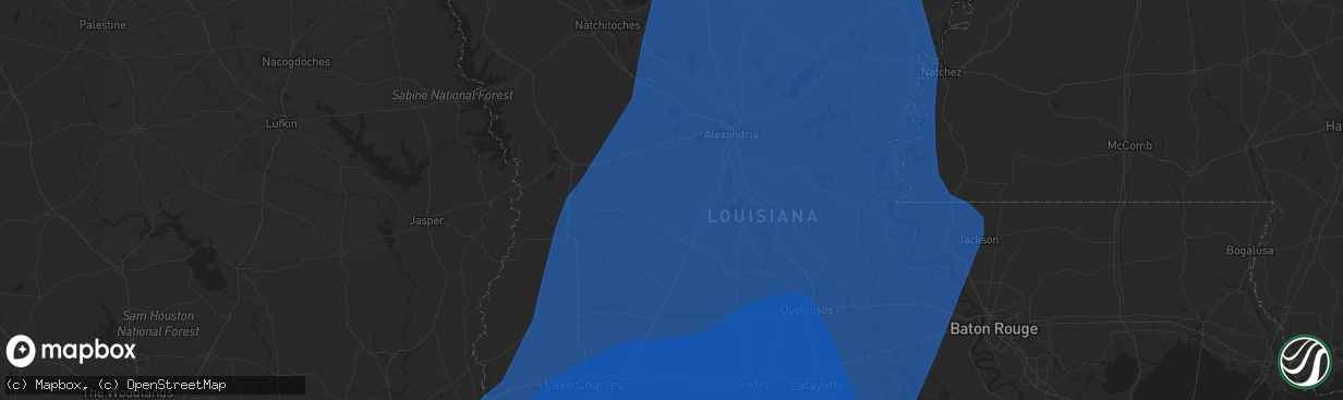 Hail map in Abbeville, LA on October 9, 2020