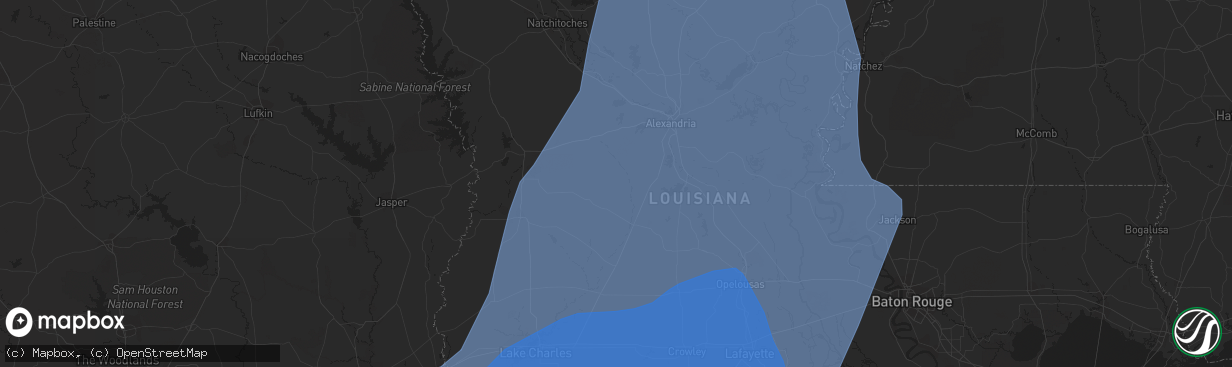 Hail map in Lafayette, LA on October 9, 2020