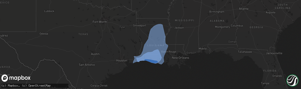 Hail map in Mississippi on October 9, 2020