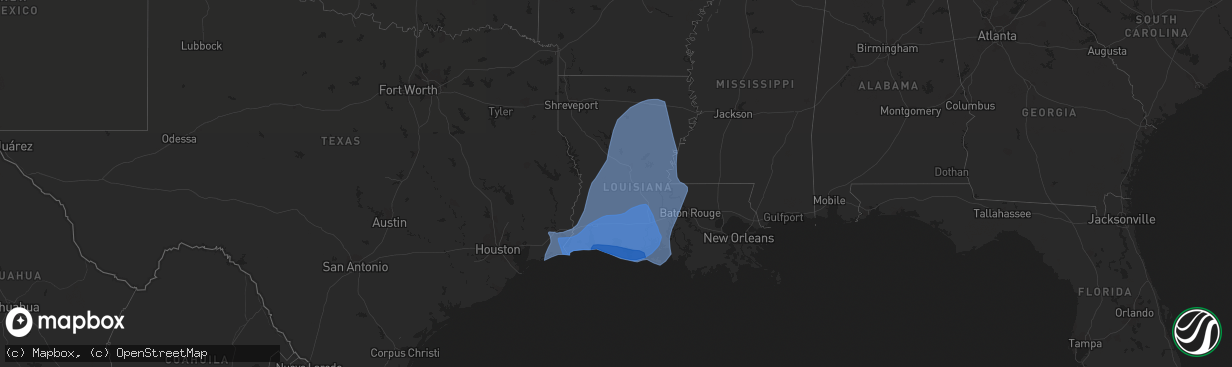 Hail map in Texas on October 9, 2020