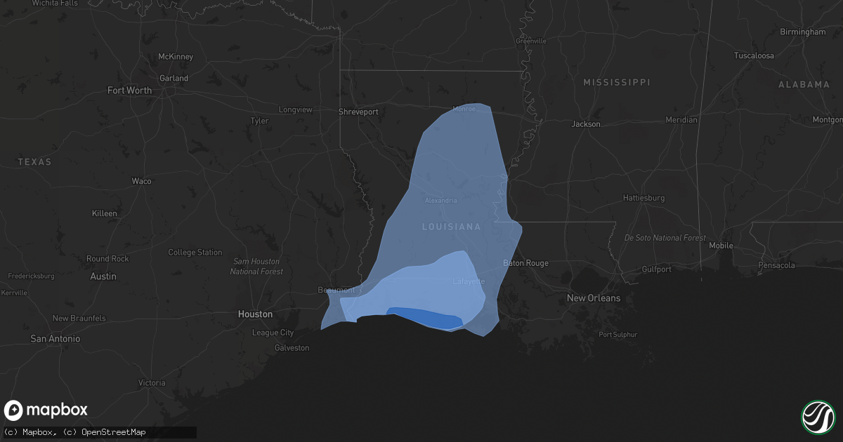 Hail map in Texas on October 9, 2020