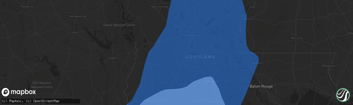 Hail map in Youngsville, LA on October 9, 2020