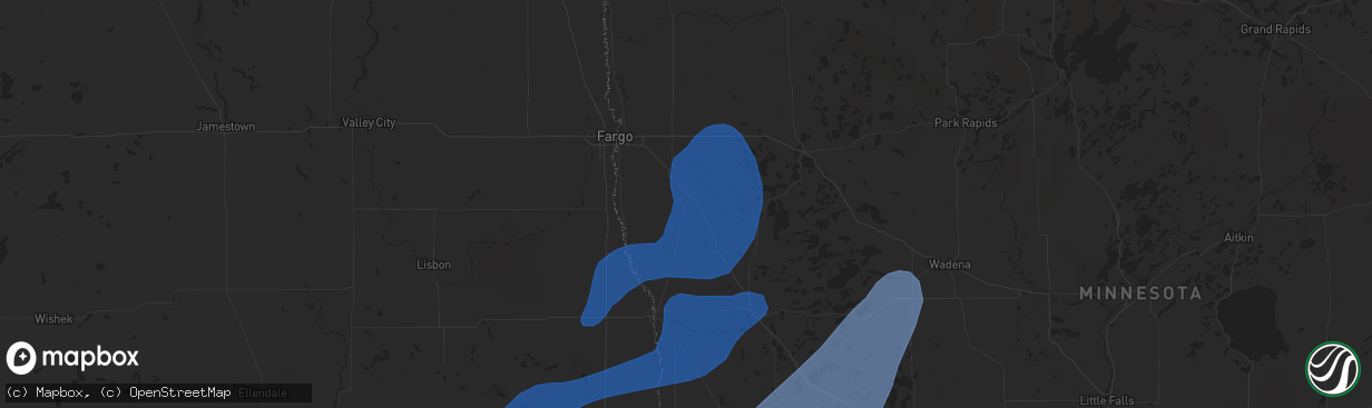 Hail map in Barnesville, MN on October 9, 2021