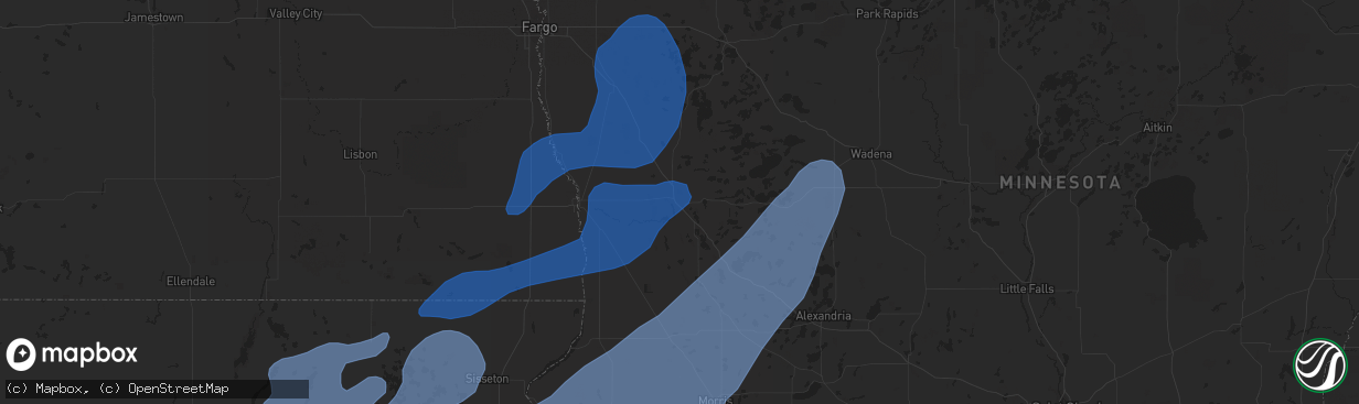 Hail map in Fergus Falls, MN on October 9, 2021