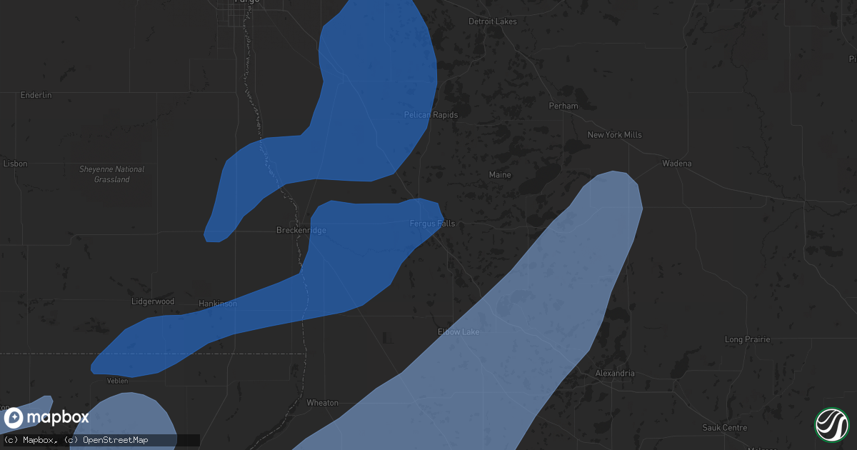 Hail map in Fergus Falls, MN on October 9, 2021