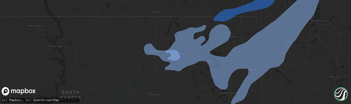 Hail map in Groton, SD on October 9, 2021