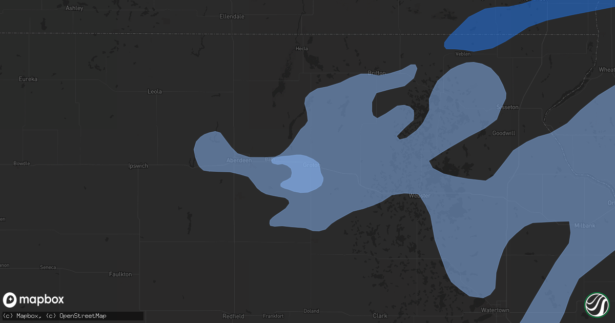 Hail map in Groton, SD on October 9, 2021