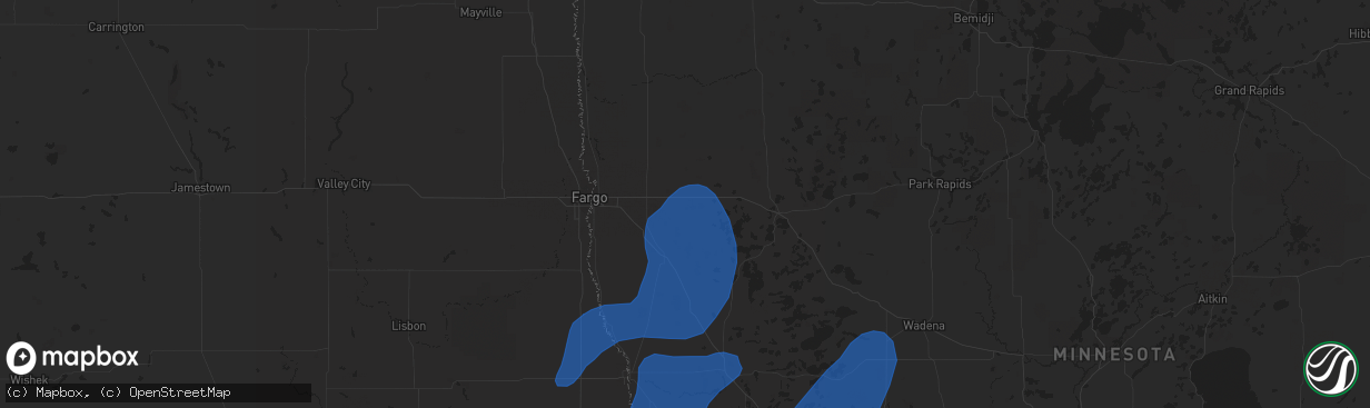 Hail map in Hawley, MN on October 9, 2021