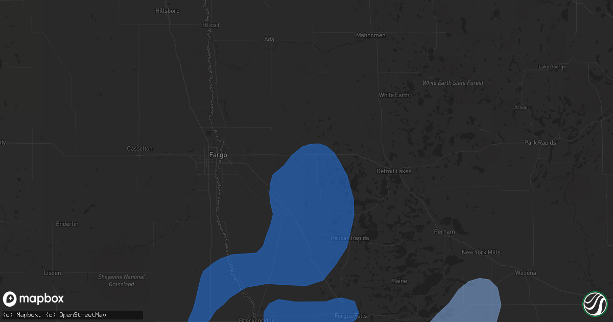 Hail map in Hawley, MN on October 9, 2021