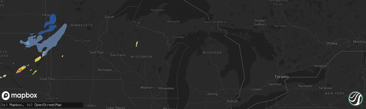 Hail map in Michigan on October 9, 2021