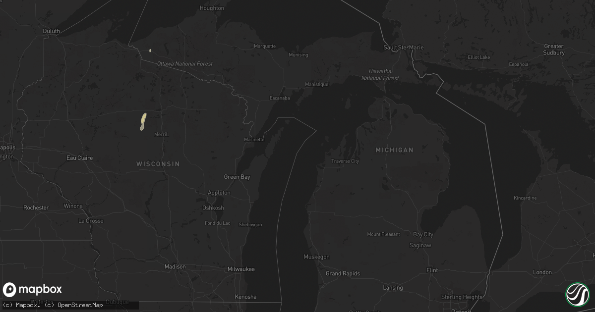 Hail map in Michigan on October 9, 2021