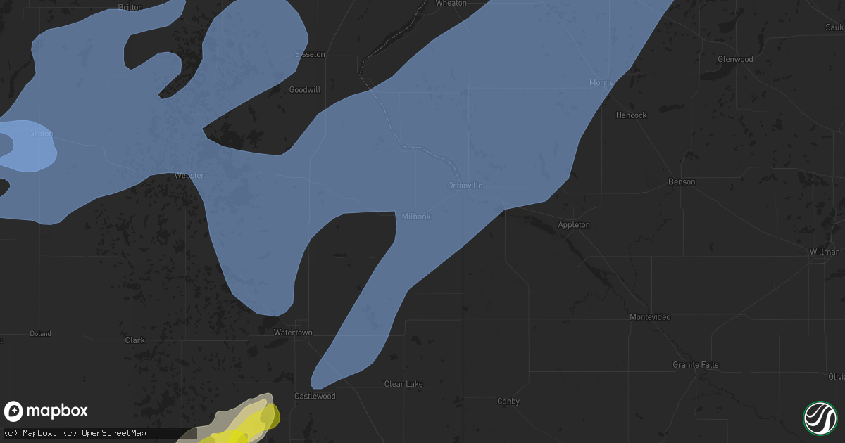 Hail map in Milbank, SD on October 9, 2021